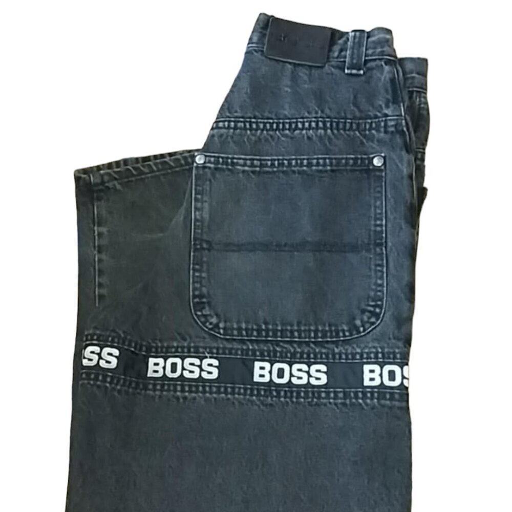 Vtg Boss Jeans Wide Leg Baggy Mens 26x29 high wst Skater Streetwear Pockets USA